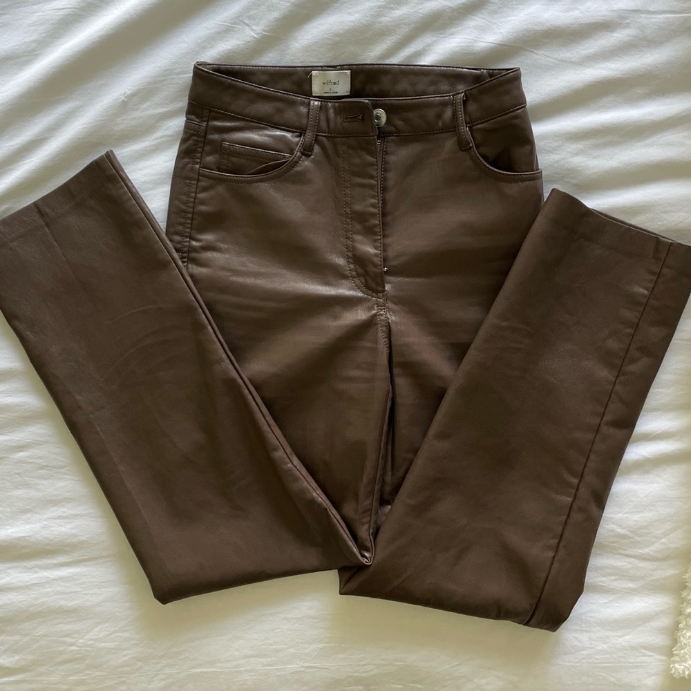 ARITZIA WILFRED brown leather trousers